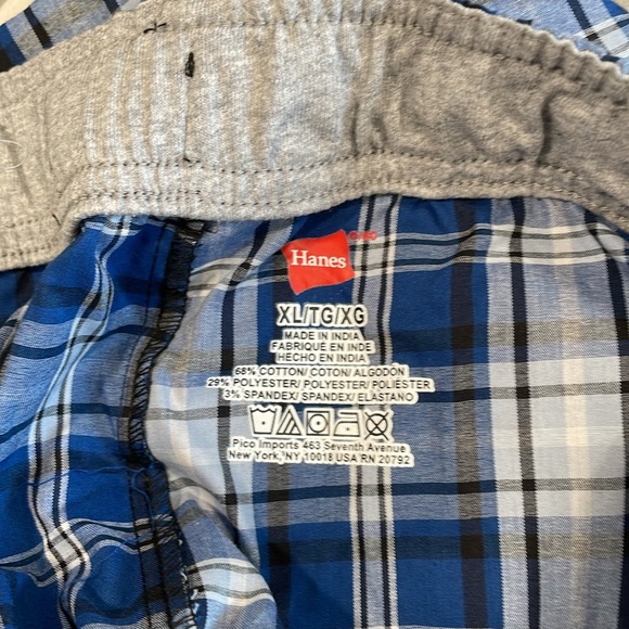 Hanes Mens Sleepwear Pants Stretch Tagless  Woven NWT Lounge Blue White XL - Picture 6 of 7